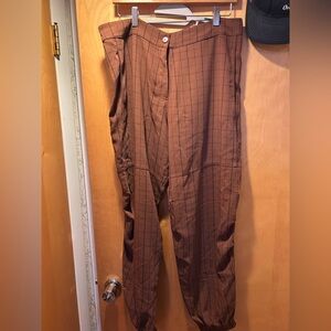 Women's Brown Checkered Trousers